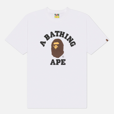 фото Мужская футболка a bathing ape college, цвет белый, размер xxl