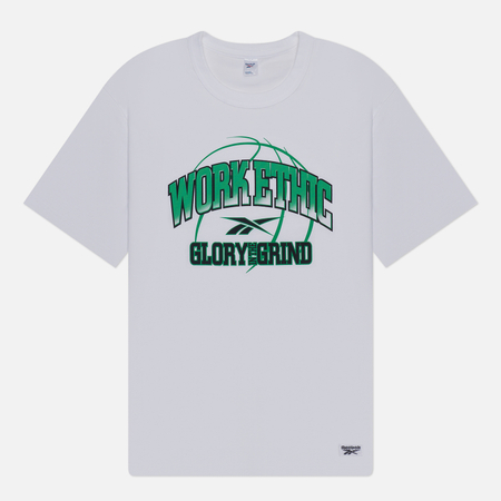 фото Мужская футболка reebok basketball work ethic, цвет белый, размер s