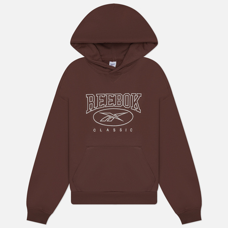 фото Женская толстовка reebok classic archive essentials big logo hoodie, цвет коричневый, размер xs