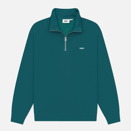 фото Мужская толстовка obey established works bold mockneck, цвет зелёный, размер l