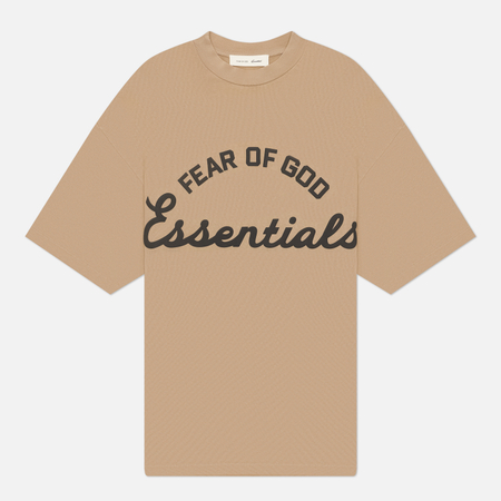 фото Мужская футболка fear of god essentials training 90's, цвет бежевый, размер xl