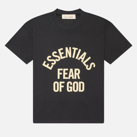 фото Женская футболка fear of god essentials campus classic, цвет чёрный, размер s