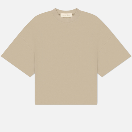 фото Женская футболка fear of god essentials boxy, цвет бежевый, размер s