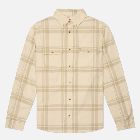 фото Мужская рубашка fjallraven ovik lite flannel, цвет бежевый, размер xl