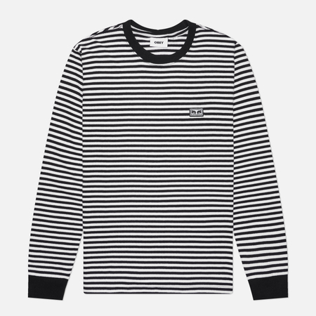 фото Мужской лонгслив obey established works eyes stripe, цвет чёрный, размер l