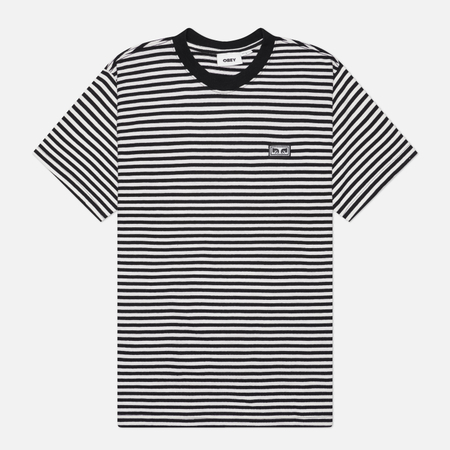 фото Мужская футболка obey established works eyes stripe, цвет чёрный, размер l