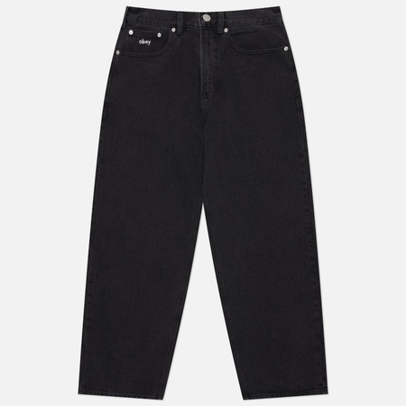 фото Мужские джинсы obey bigwig baggy denim 13.5 oz, цвет чёрный, размер 32