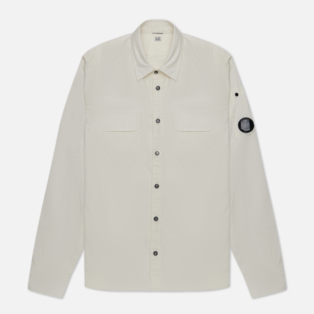 фото Мужская рубашка c.p. company gabardine buttoned lens, цвет белый, размер s
