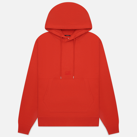 фото Мужская толстовка c.p. company brushed & emerized diagonal fleece logo resist dyed, цвет красный, размер s