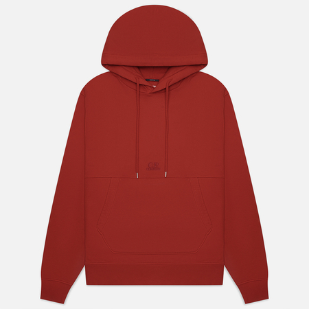 фото Мужская толстовка c.p. company brushed & emerized diagonal fleece logo resist dyed, цвет красный, размер s