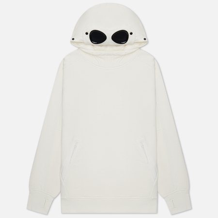 фото Мужская толстовка c.p. company diagonal raised fleece goggle ribbed, цвет белый, размер s