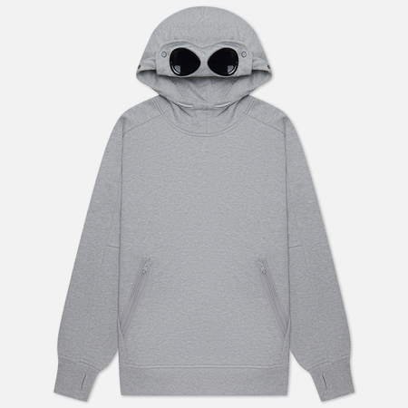 фото Мужская толстовка c.p. company diagonal raised fleece goggle ribbed, цвет серый, размер s