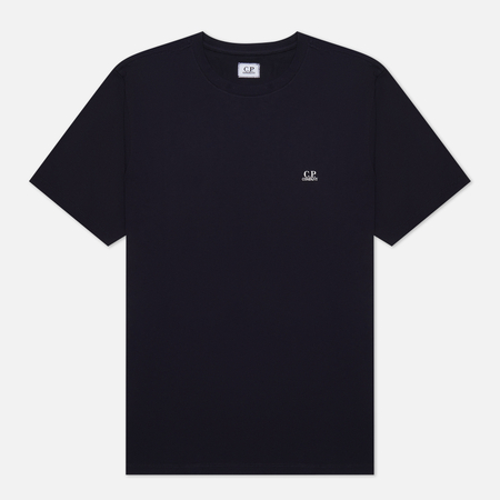 фото Мужская футболка c.p. company 30/1 jersey goggle print logo, цвет синий, размер s