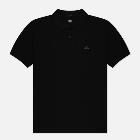 фото Мужское поло c.p. company 24/1 piquet resist dyed, цвет чёрный, размер s