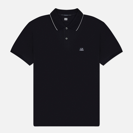 фото Мужское поло c.p. company stretch piquet regular striped collar, цвет чёрный, размер m