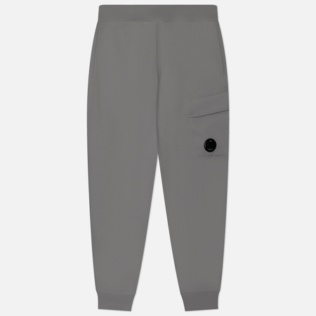 фото Мужские брюки c.p. company diagonal raised fleece cargo cuffed leg, цвет серый, размер s
