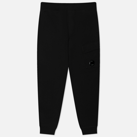 фото Мужские брюки c.p. company diagonal raised fleece cargo cuffed leg, цвет чёрный, размер s
