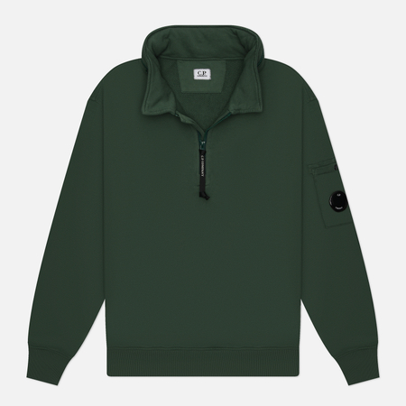 фото Мужская толстовка c.p. company cotton fleece zipped, цвет зелёный, размер xxl