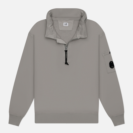 фото Мужская толстовка c.p. company cotton fleece zipped, цвет серый, размер xxl
