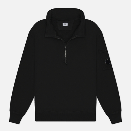 фото Мужская толстовка c.p. company cotton fleece zipped, цвет чёрный, размер xxl