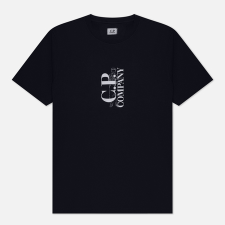 фото Мужская футболка c.p. company 30/1 jersey british sailor graphic, цвет синий, размер s