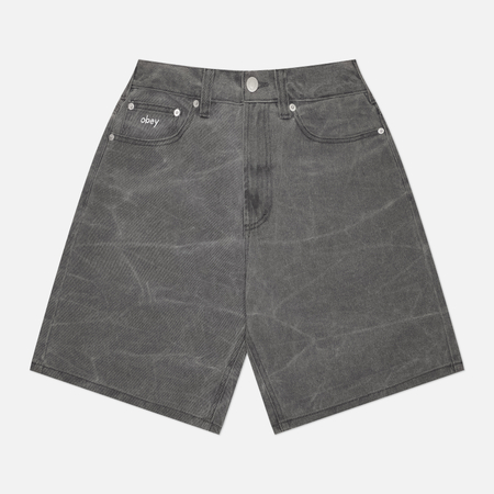 фото Мужские шорты obey bigwig baggy denim, цвет чёрный, размер 30