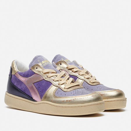 фото Женские кроссовки diadora heritage mi basket low metal pigskin used, цвет фиолетовый, размер 36 eu
