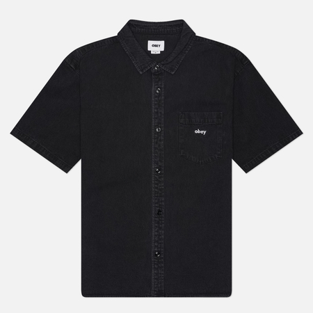 фото Мужская рубашка obey owens denim, цвет чёрный, размер xl