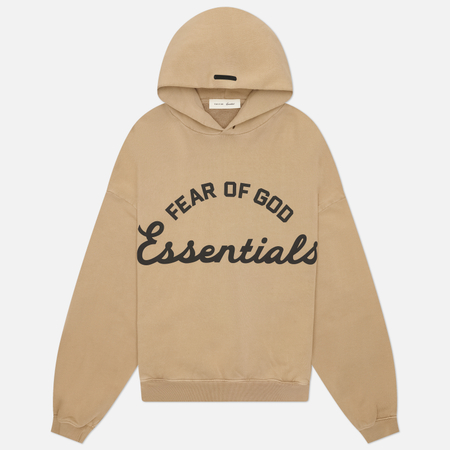 фото Мужская толстовка fear of god essentials training 90's hoodie, цвет бежевый, размер xl