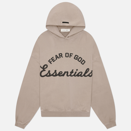 фото Мужская толстовка fear of god essentials training 90's hoodie, цвет бежевый, размер l