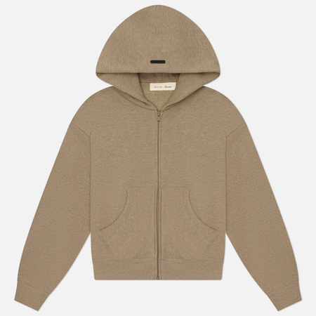 фото Женская толстовка fear of god essentials classic full-zip hoodie, цвет бежевый, размер s