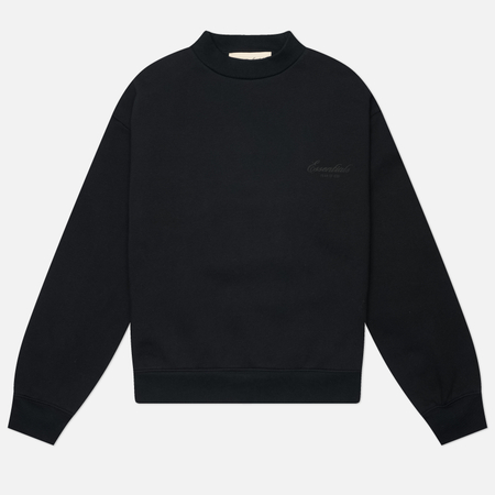 фото Женская толстовка fear of god essentials classic crewneck, цвет чёрный, размер xs