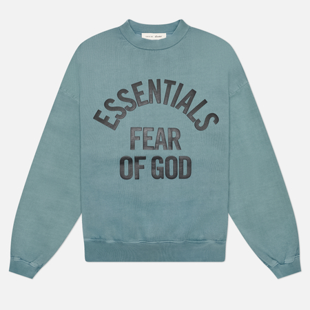 фото Мужская толстовка fear of god essentials campus 90's crewneck, цвет голубой, размер s