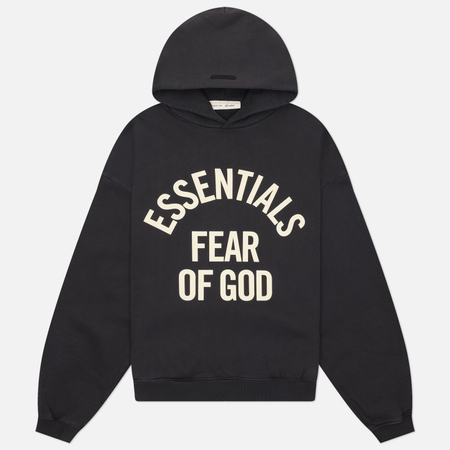 фото Мужская толстовка fear of god essentials campus 90's hoodie, цвет чёрный, размер xl
