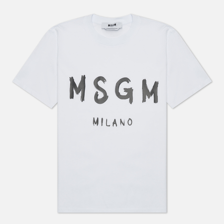 фото Женская футболка msgm msgm milano logo, цвет белый, размер m