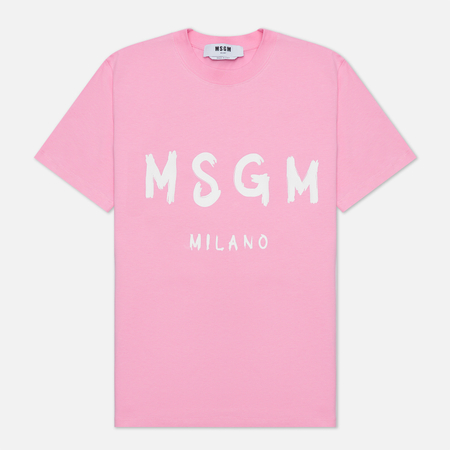 фото Женская футболка msgm msgm milano logo, цвет розовый, размер m