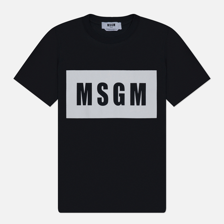 фото Женская футболка msgm box logo, цвет чёрный, размер xs