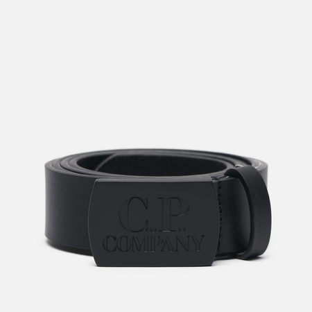 фото Ремень c.p. company leather logo adjustable, цвет чёрный, размер 90