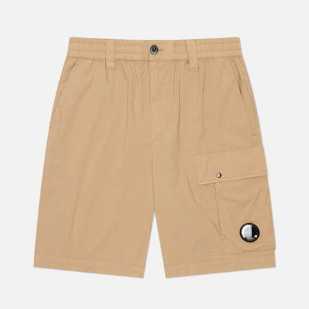 фото Мужские шорты c.p. company 50 fili stretch loose lens cargo, цвет бежевый, размер 54