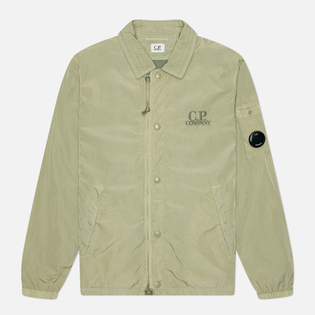 фото Мужская рубашка c.p. company chrome-r zipped lens overshirt, цвет зелёный, размер xxxl