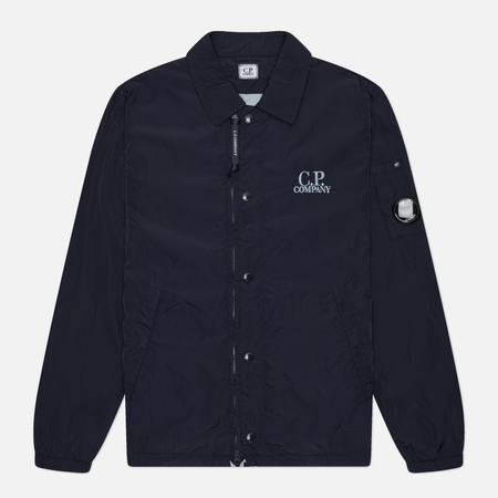 фото Мужская рубашка c.p. company chrome-r zipped lens overshirt, цвет синий, размер xxl