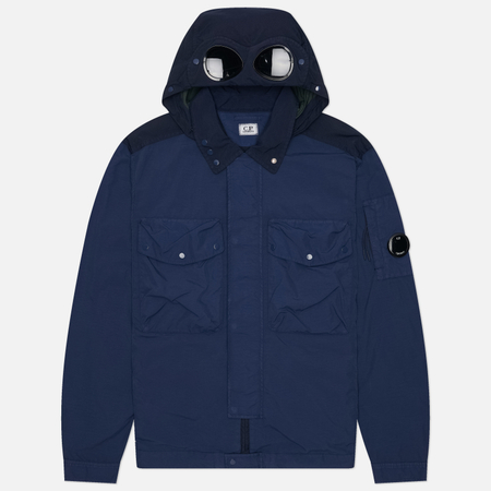фото Мужская рубашка c.p. company flatt nylon mixed goggle overshirt, цвет синий, размер l