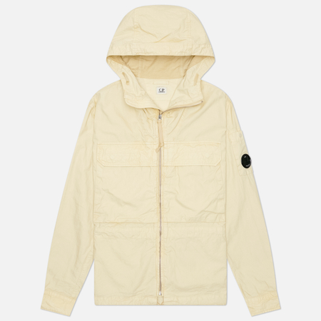 фото Мужская рубашка c.p. company micro-reps hooded lens, цвет бежевый, размер m