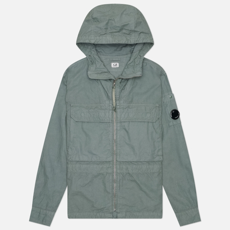 фото Мужская рубашка c.p. company micro-reps hooded lens, цвет зелёный, размер xxl