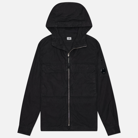 фото Мужская рубашка c.p. company micro-reps hooded lens, цвет чёрный, размер m