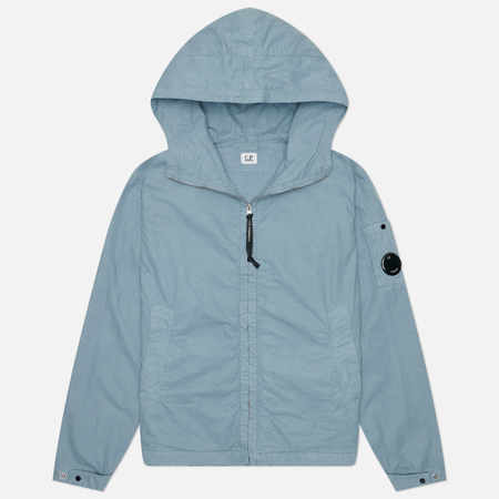фото Мужская куртка ветровка c.p. company micro-reps hooded lens, цвет голубой, размер m
