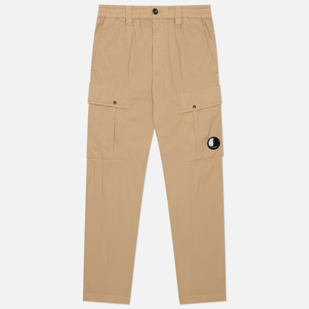 фото Мужские брюки c.p. company 50 fili stretch lens cargo, цвет бежевый, размер 48