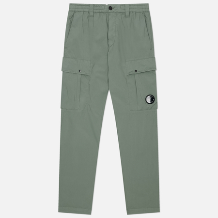 фото Мужские брюки c.p. company 50 fili stretch lens cargo, цвет зелёный, размер 54