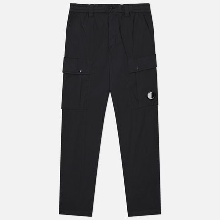фото Мужские брюки c.p. company 50 fili stretch lens cargo, цвет чёрный, размер 50