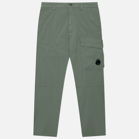 фото Мужские брюки c.p. company 50 fili stretch lens cargo regular fit, цвет зелёный, размер 46